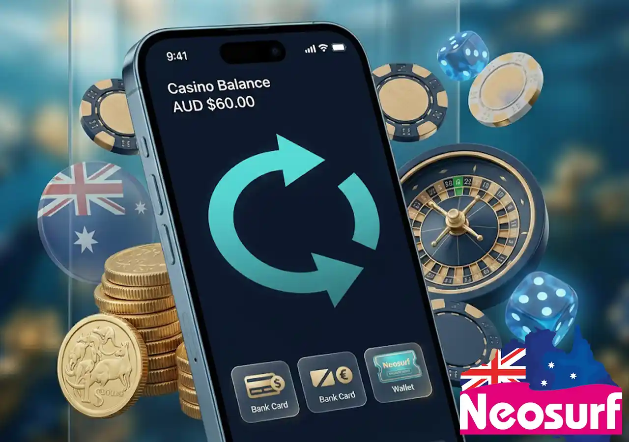 Visual explanation of Neosurf withdrawal alternatives for Australian players including bank transfers.